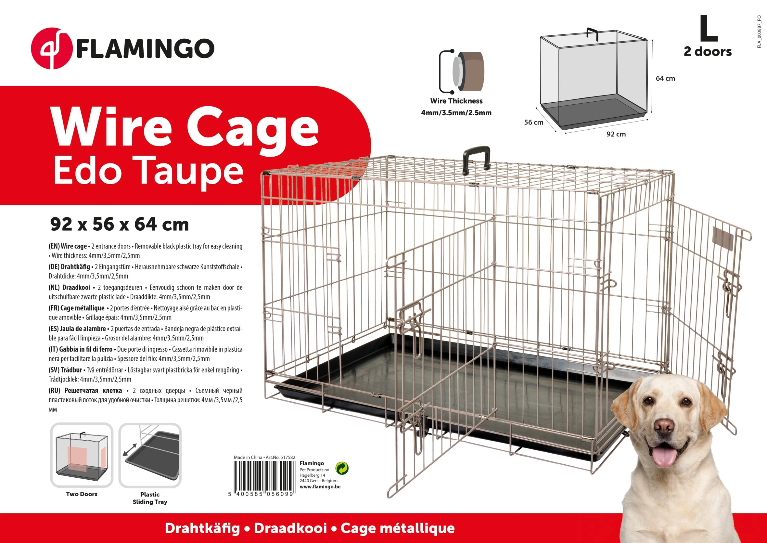 Flamingo Cage Pour Chien Ebo Taupe L 56x92x64cm 4 Flamingo Cage Pour Chien Ebo Taupe L 56x92x64cm – Image 2