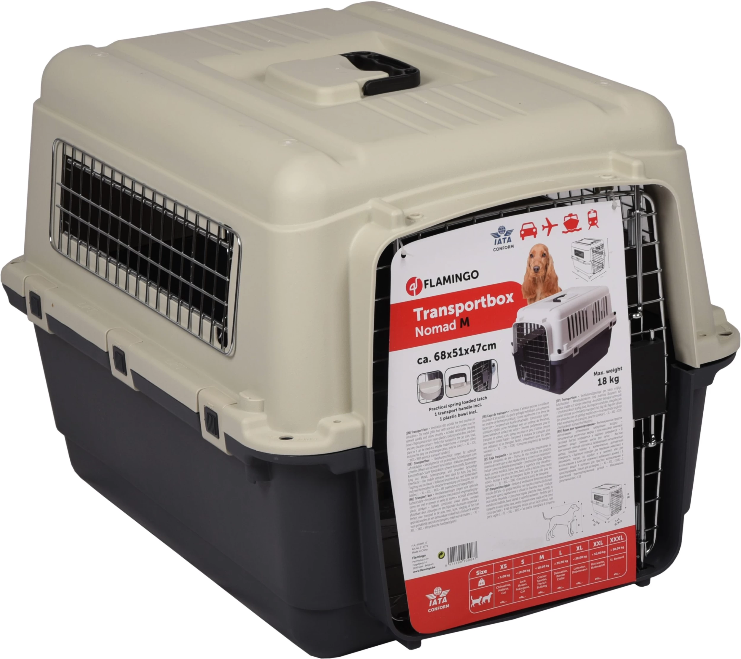 Flamingo Cage De Transport Nomad Gris M 53x67x47cm 4 Flamingo Cage De Transport Nomad Gris M 53x67x47cm – Image 2